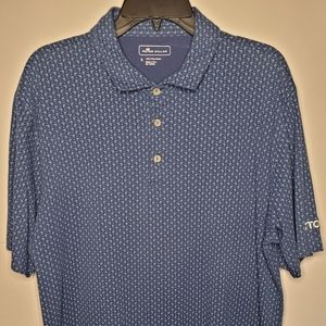 Peter Millar Polo Shirt Mens Large Blue Golf Button Up Short Sleeve Pocket Men